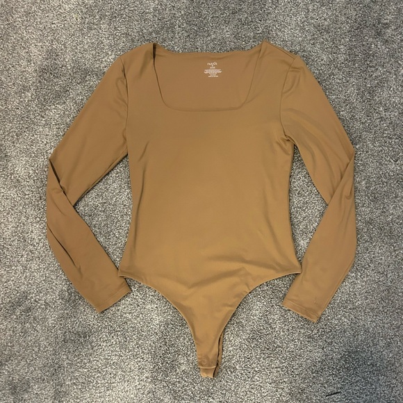 Nuuds Clay Long Sleeve Square Neck Thong Style Bodysuit Size M - Picture 4 of 6